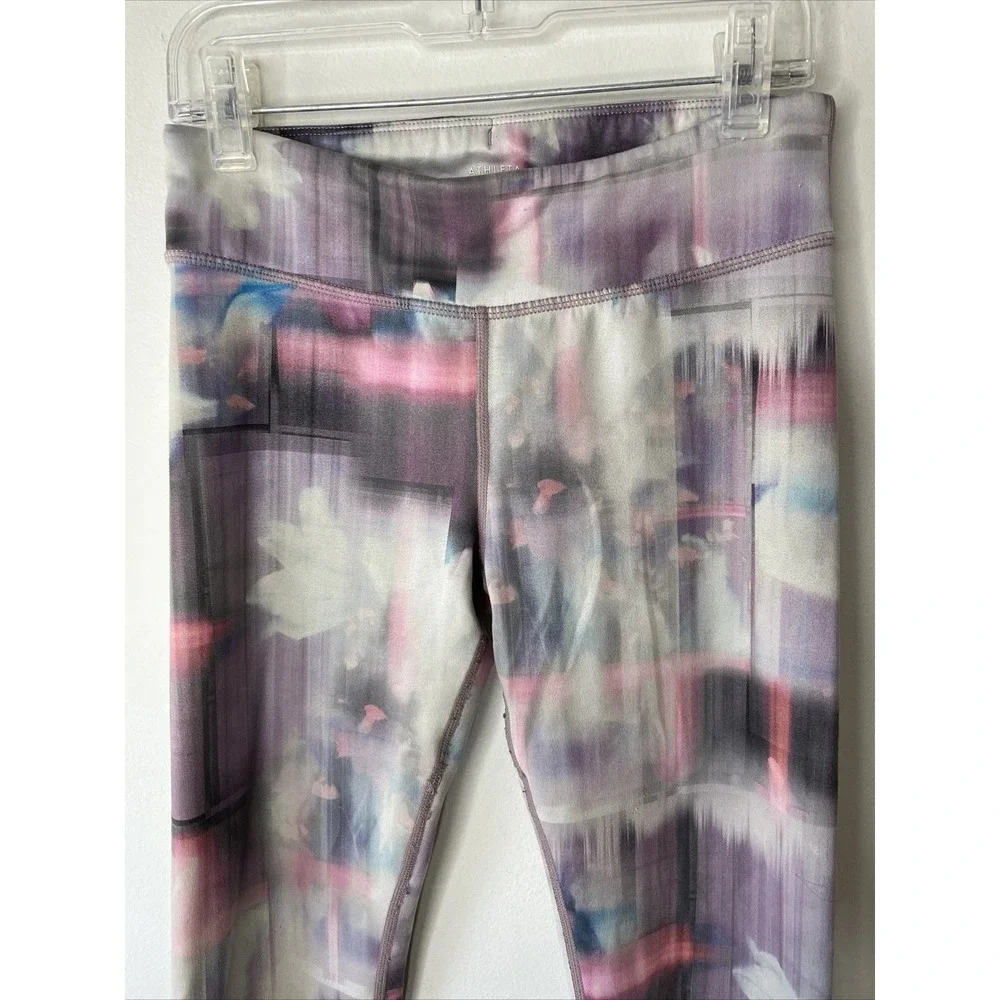 Athleta Girl Leggings L 12 Multicolor Abstract Activewear Yoga Pants Dancewear